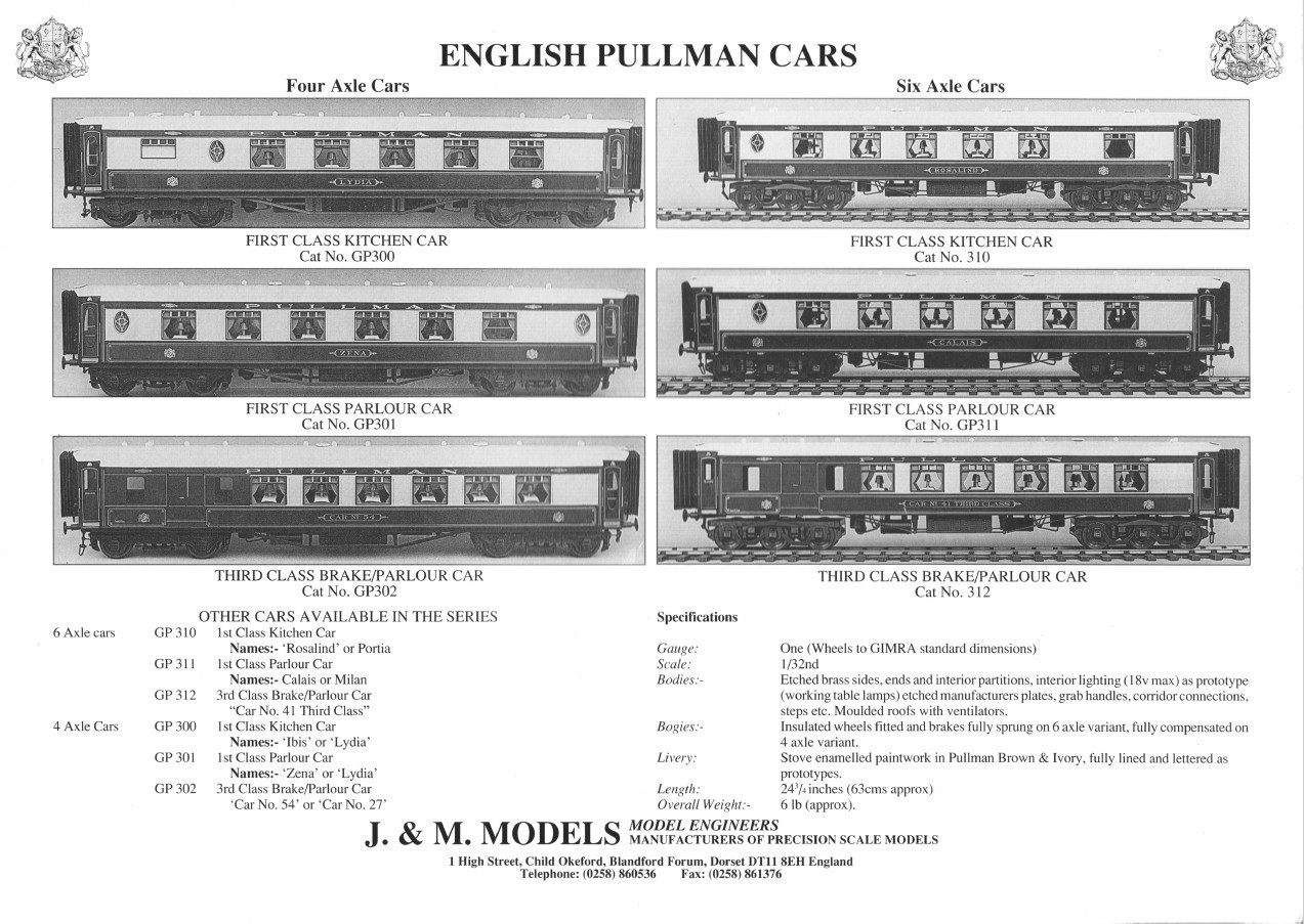 J&M Models Gauge 1 Spur 1 British Pullman First Class Parlour Car – “Zena”