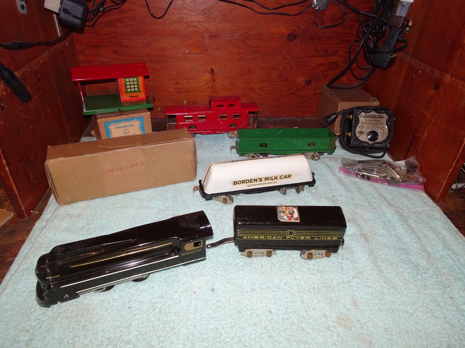 American Flyer Prewar O Gauge Tinplate 629 Torpedo Engine 1134 Tender Set w’ Ac