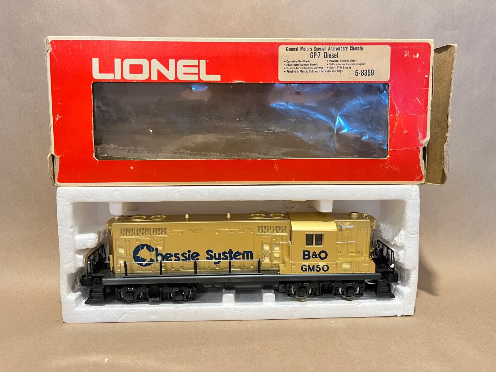 Lionel 6-8359 GM50 Chessie System B&O GP-7 Diesel Locomotive Gold With Box C-8