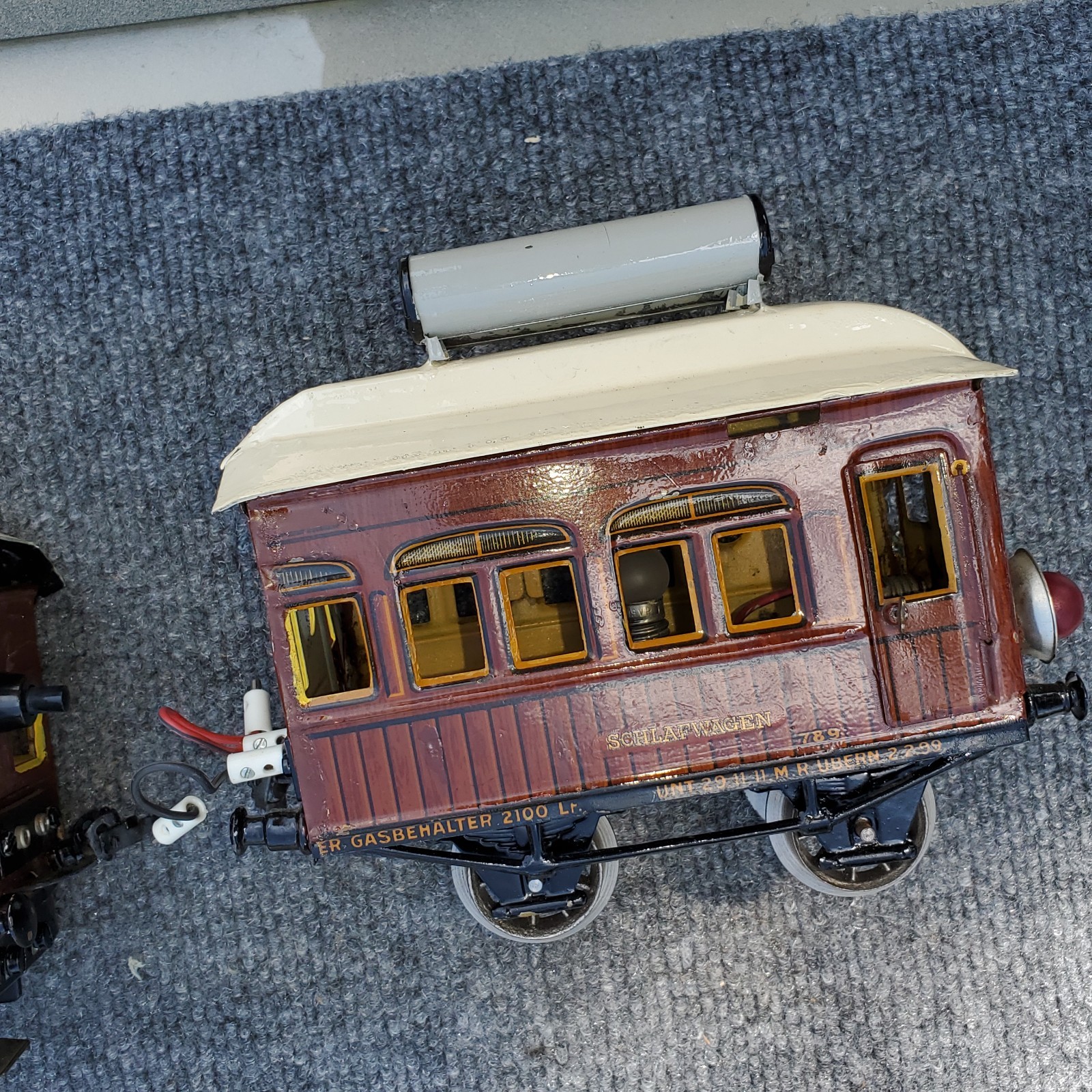 Early Marklin Electric 1 Gauge Trolley Engine and Trailor, #889 On Both, Rare
