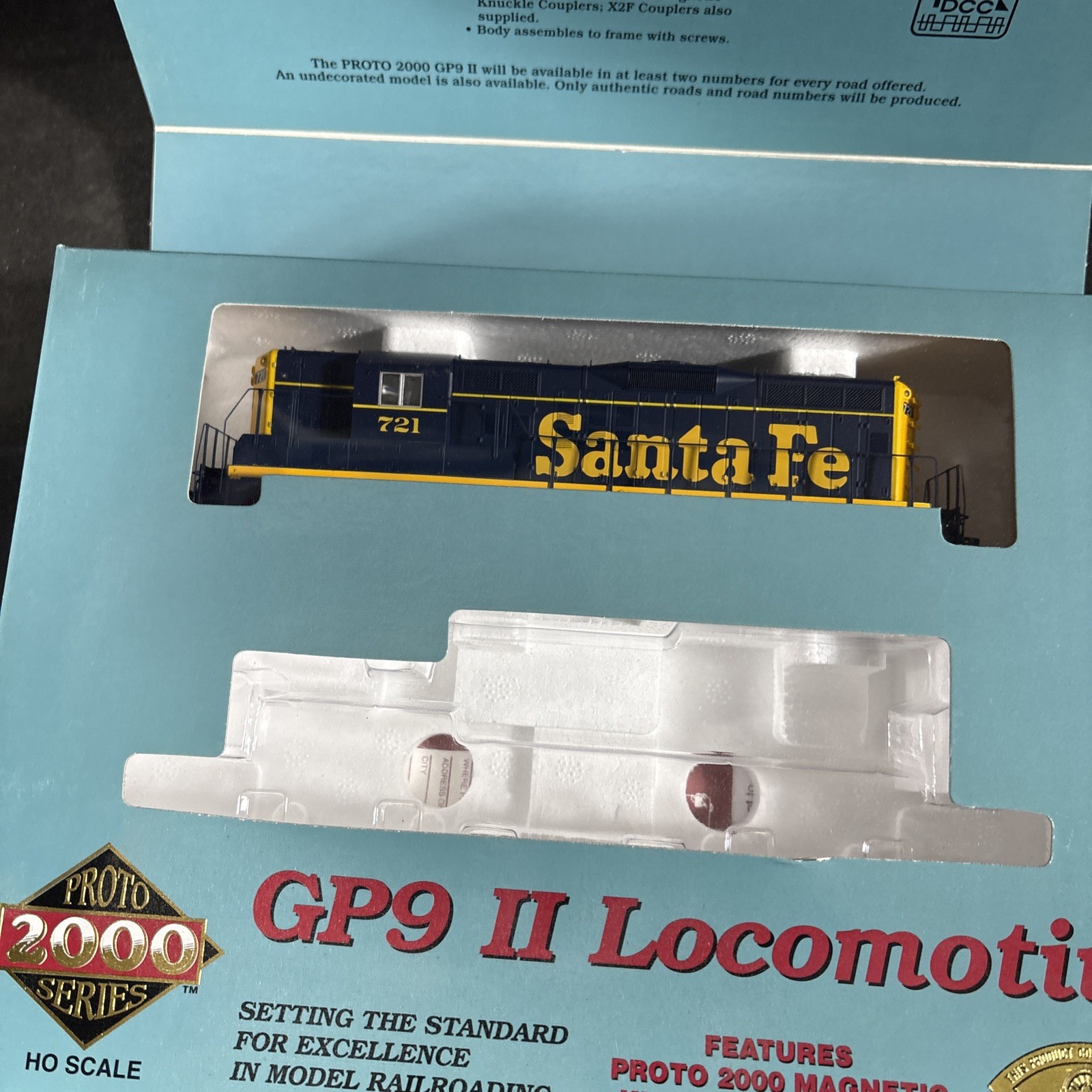 PROTO 2000 HO SCALE LOCOMOTIVE GP9 II ASSEMBLED WORKING 23696 SANTA FE 721 DCC