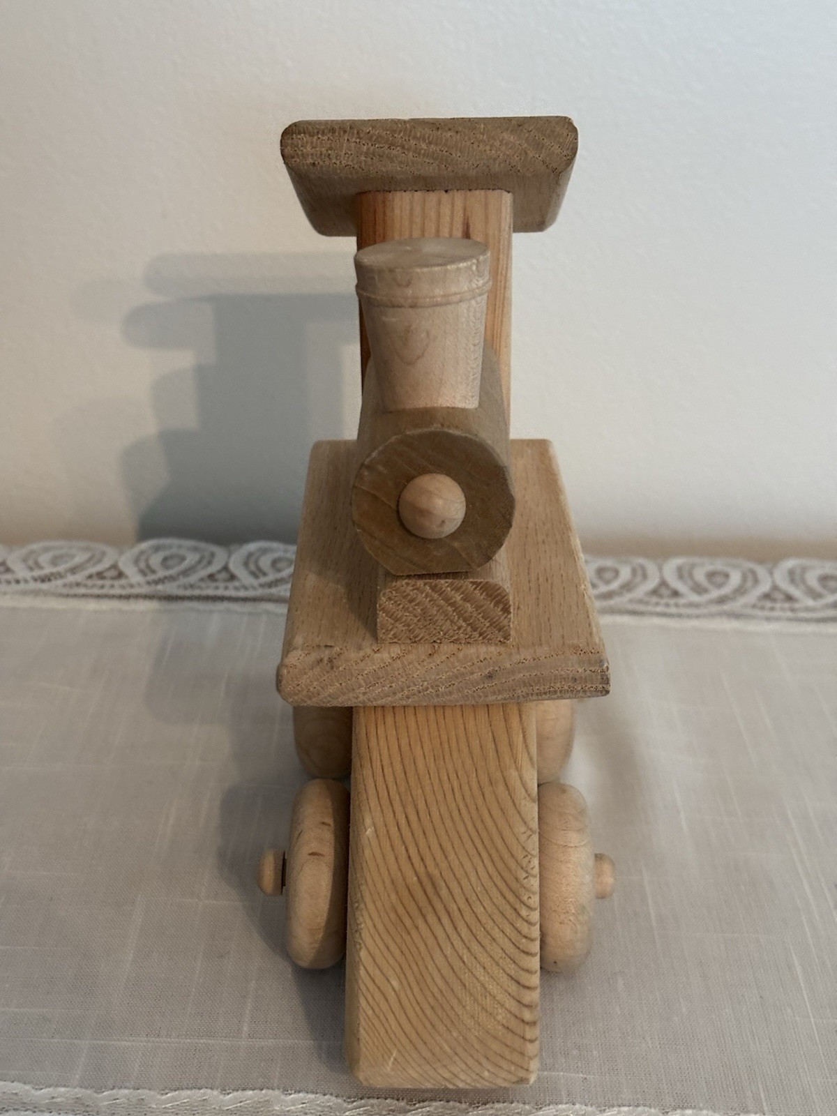 Vtg 1980’s Handcrafted Wood Train Locomotive Engine Toy