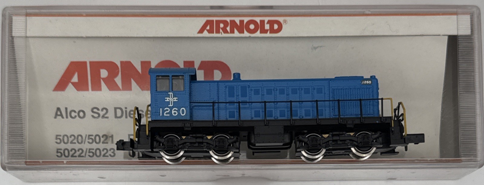 RARE NIB Arnold 5025 Alco S-2 loco Boston & Maine BM #1260 Blue Bird Scheme Cust
