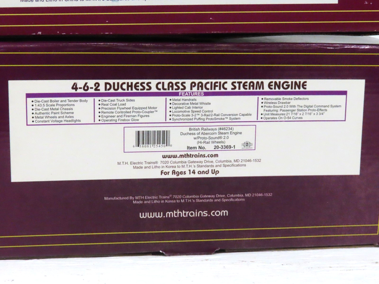 MTH 20-3369-1 British Railways Duchess Class Steam Pass Set w/Proto 2 NIB 13146