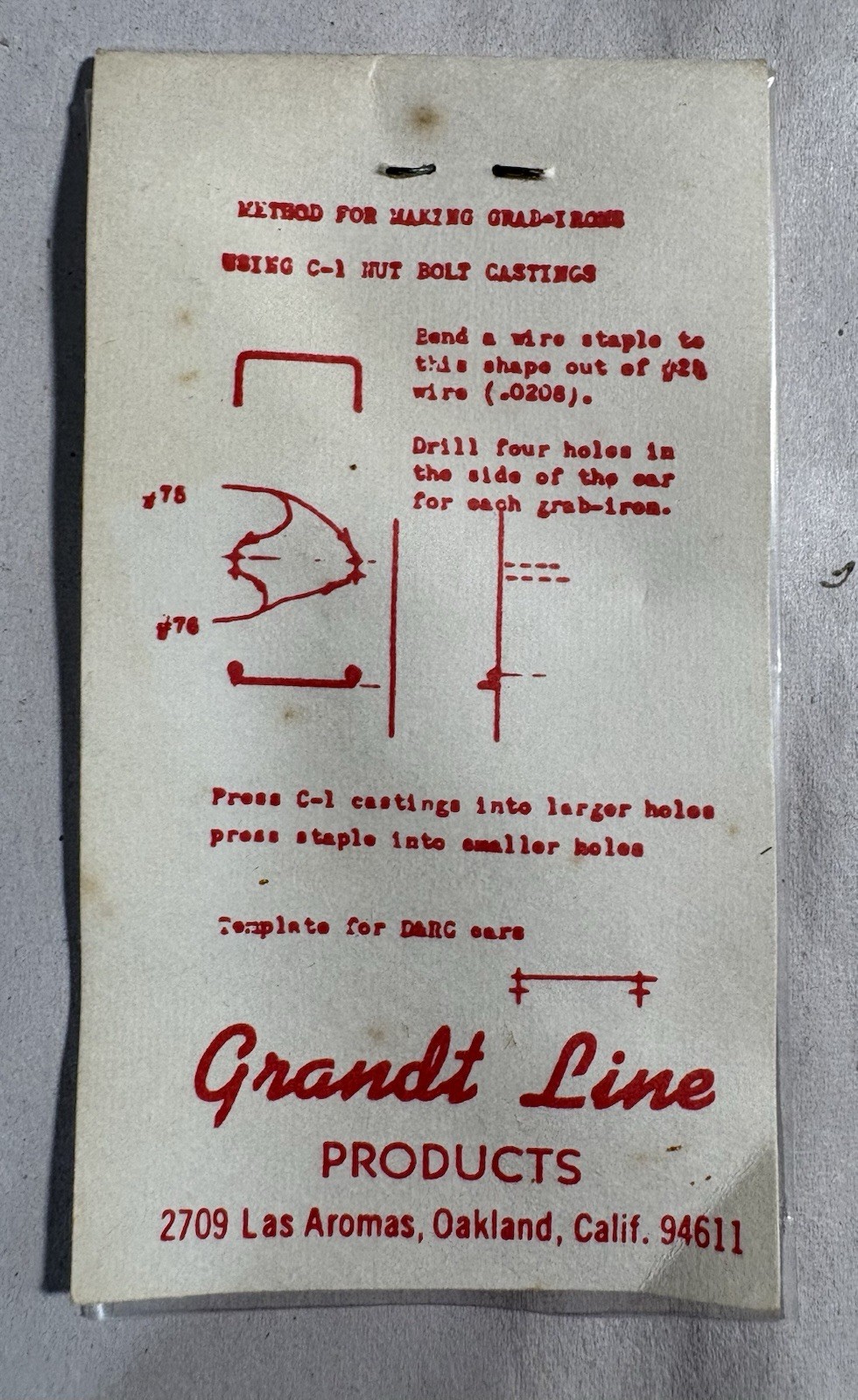 Grandt Line On3 Scale X122 Side Rods C-16 Modern Cast Metal Locomotive NOS