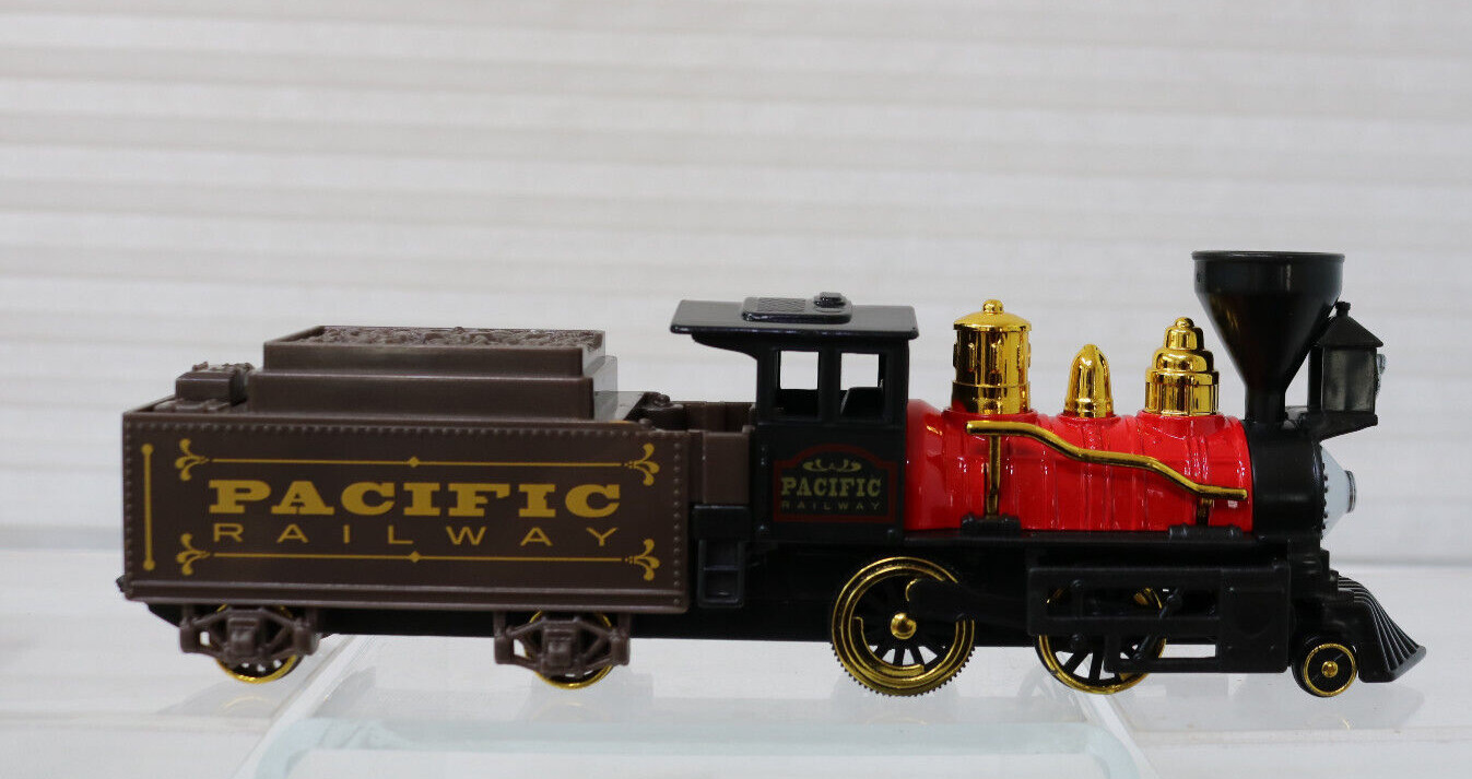 Steam Engine/Tender Black Pilot/Cow Catcher Red Boiler Brown Tender Pacific RR