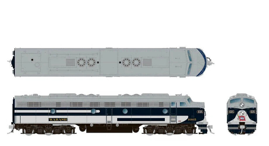 RAPIDO 28570 HO SCALE EMD E8A SOUND and DCC WABASH #1009 BLUEBIRD Scheme