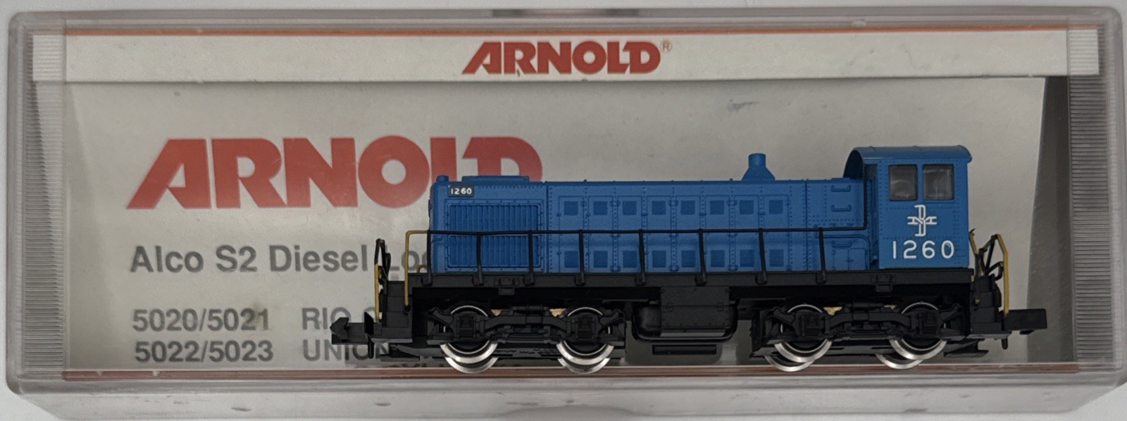 RARE NIB Arnold 5025 Alco S-2 loco Boston & Maine BM #1260 Blue Bird Scheme Cust