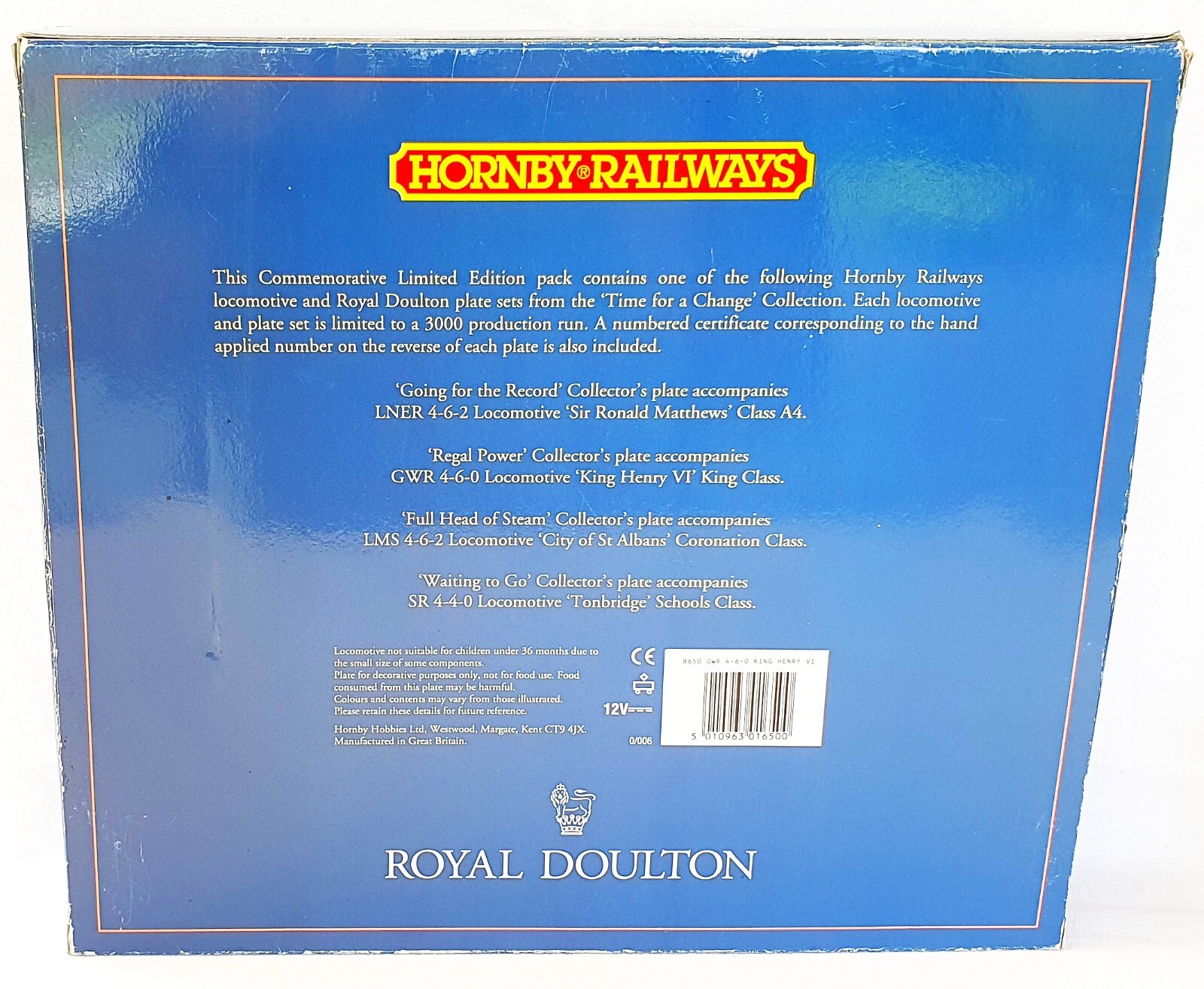 Hornby OO HO British GW King Class “HENRY VI” Steam Locomotive ROYAL DOULTON MIB