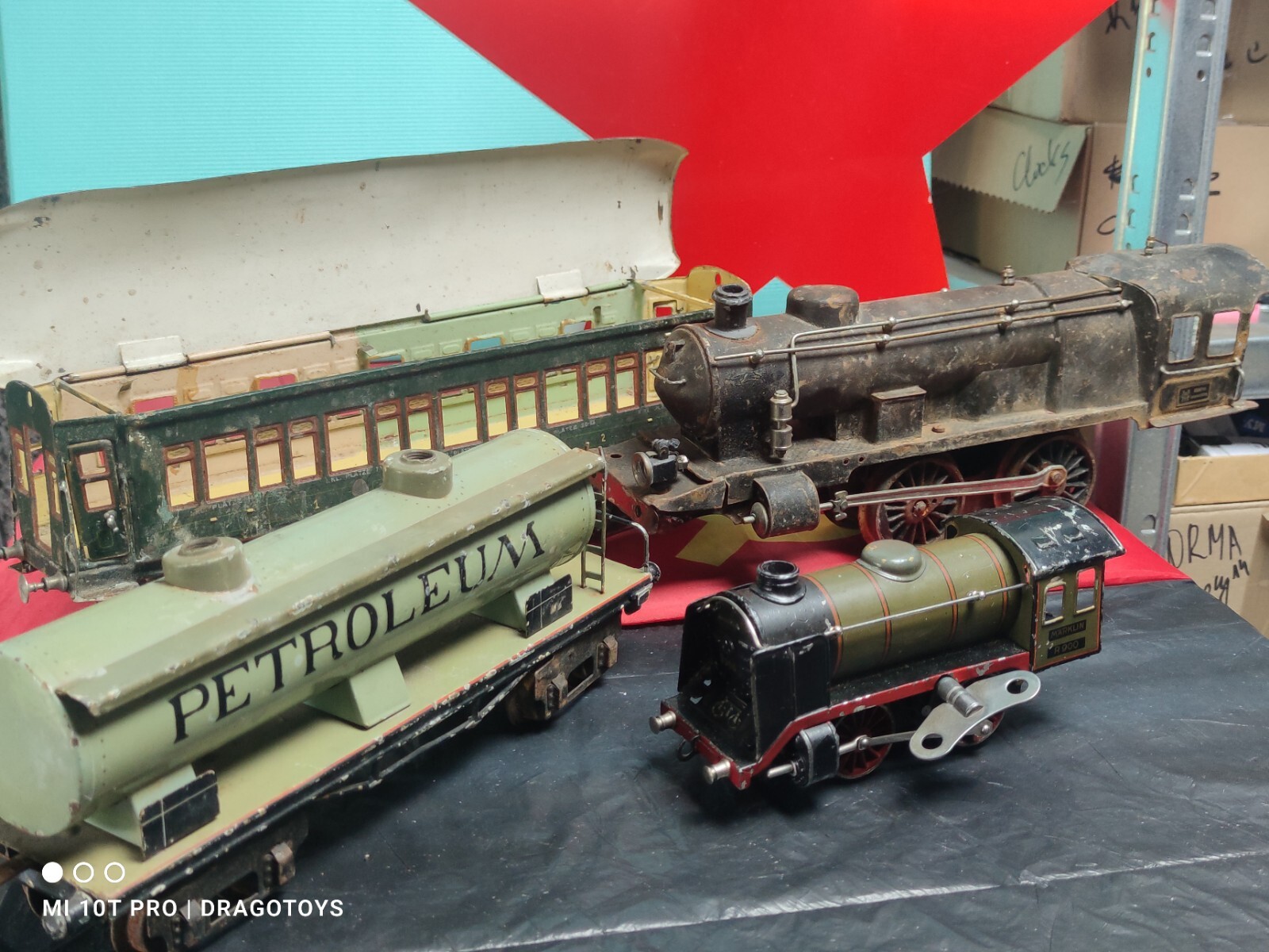 VINTAGE LOKOMOTIVE KRAUS FANDOR TOY MARKLIN BING + TENDER, VAGONS SHELL GERMANY