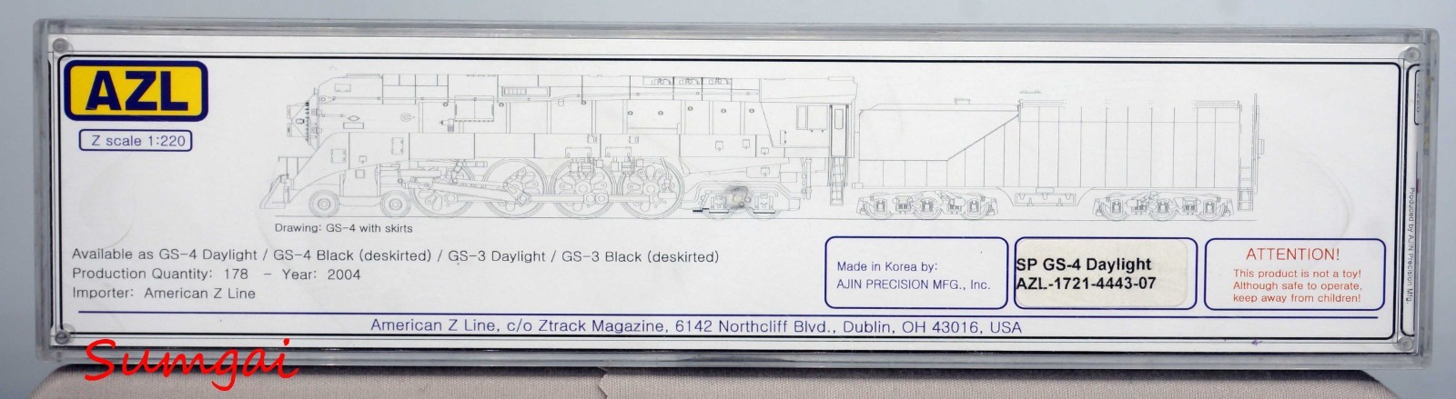 American Z Line BRASS 1721-2 SP DAYLIGHT GS4 LOCOMOTIVE 4443 Z Scale Z Gauge AZL