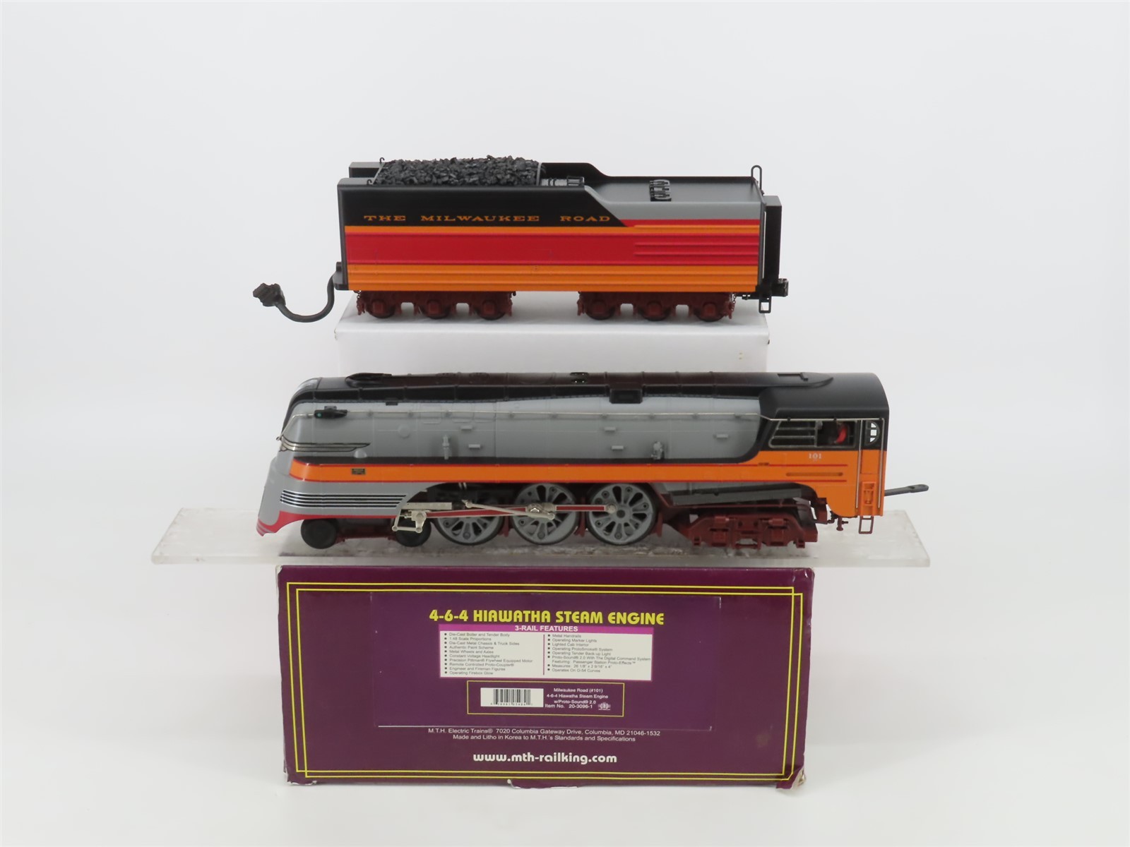 O Gauge 3-Rail MTH 20-3096-1 MILW Hiawatha 4-6-4 Steam #101 – NEEDS BATTERY