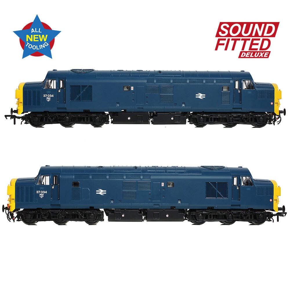 Bachmann 35-301SFX OO Gauge Class 37/0 Split H/C 37034 BR Blue DCC SOUND DELUXE