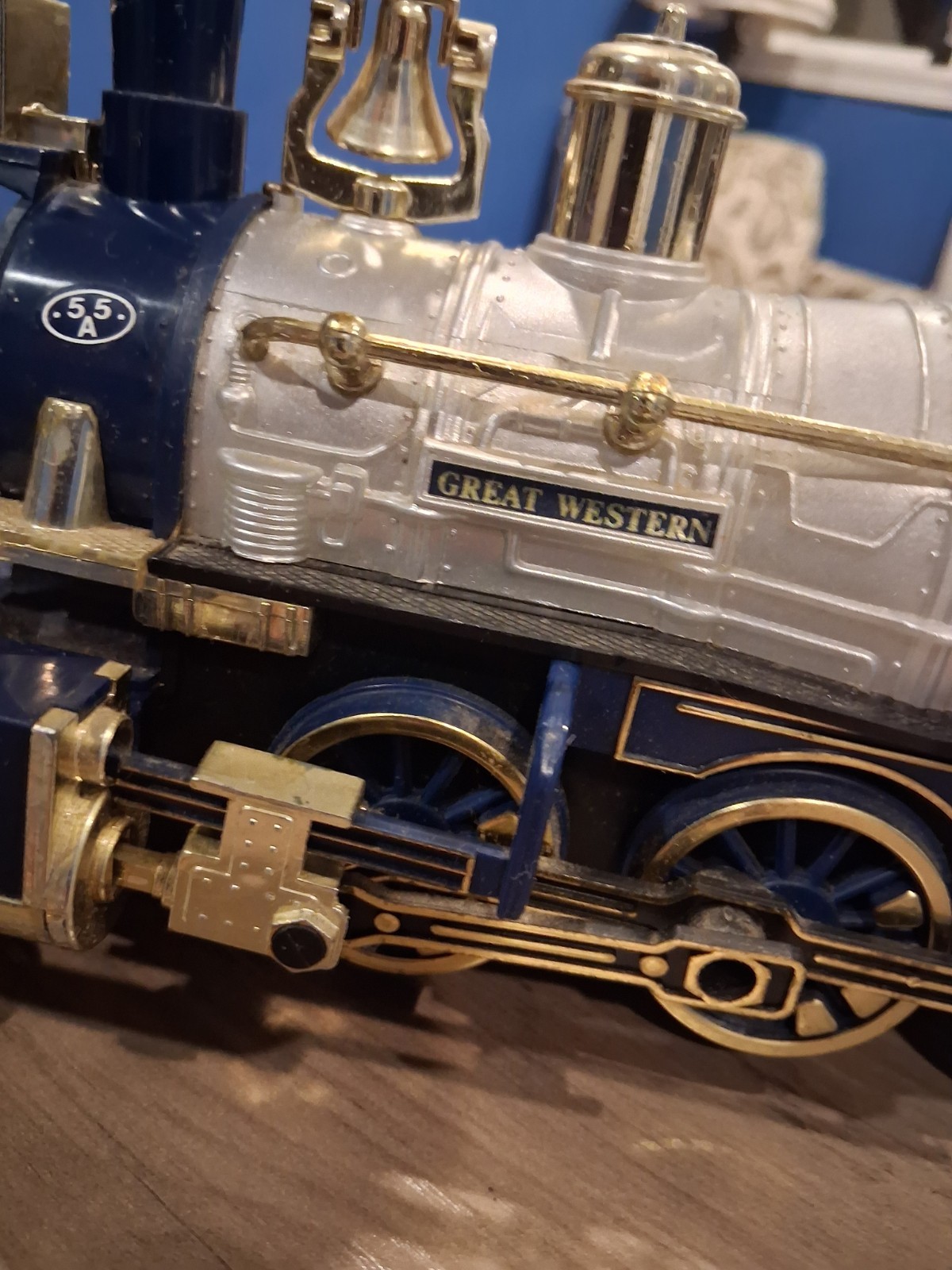 Vintage 1981 New Bright Royal Blue Locomotive Smoking, Battery-Operated with…
