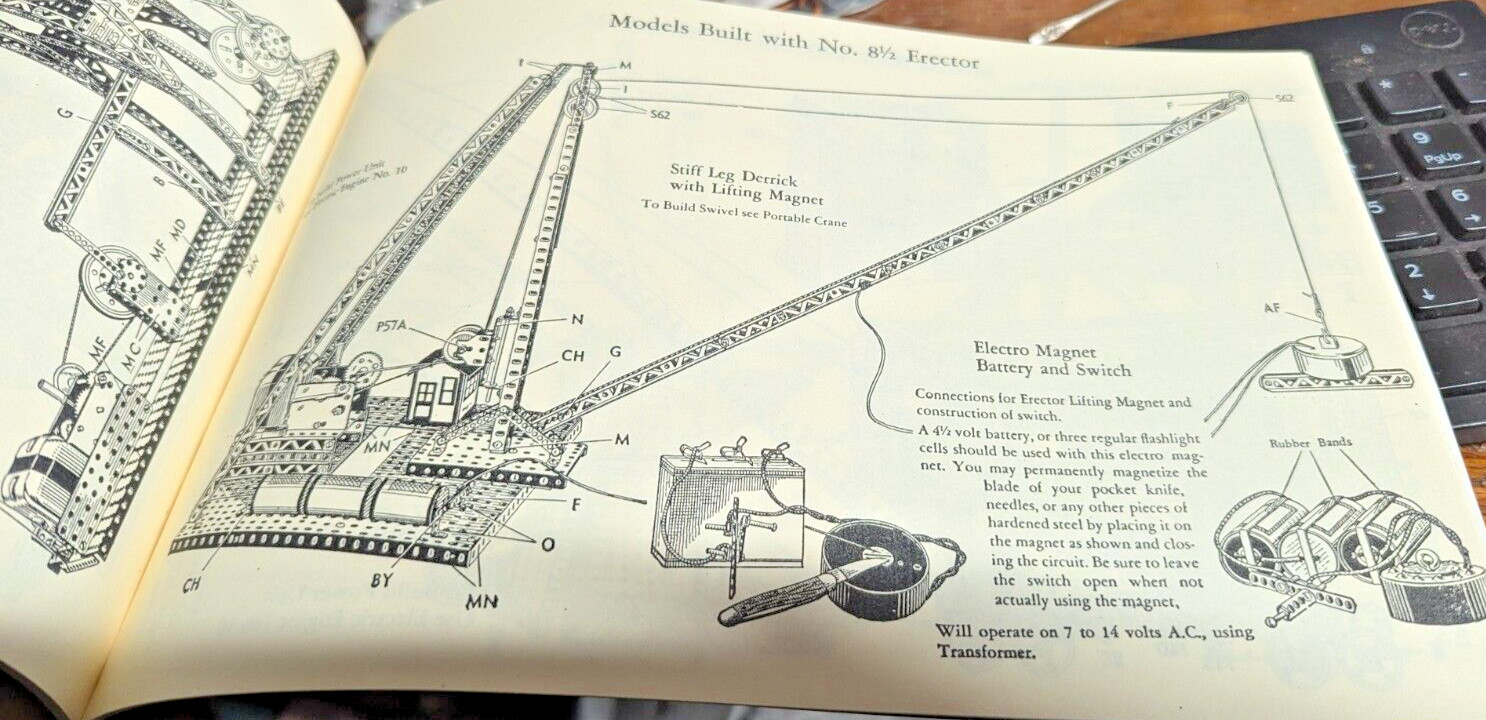 C1951 10 1/2 A.C. GILBERT ERECTOR SET DARK BLUE BOY MANUAL DESIRED BACK COVER 18