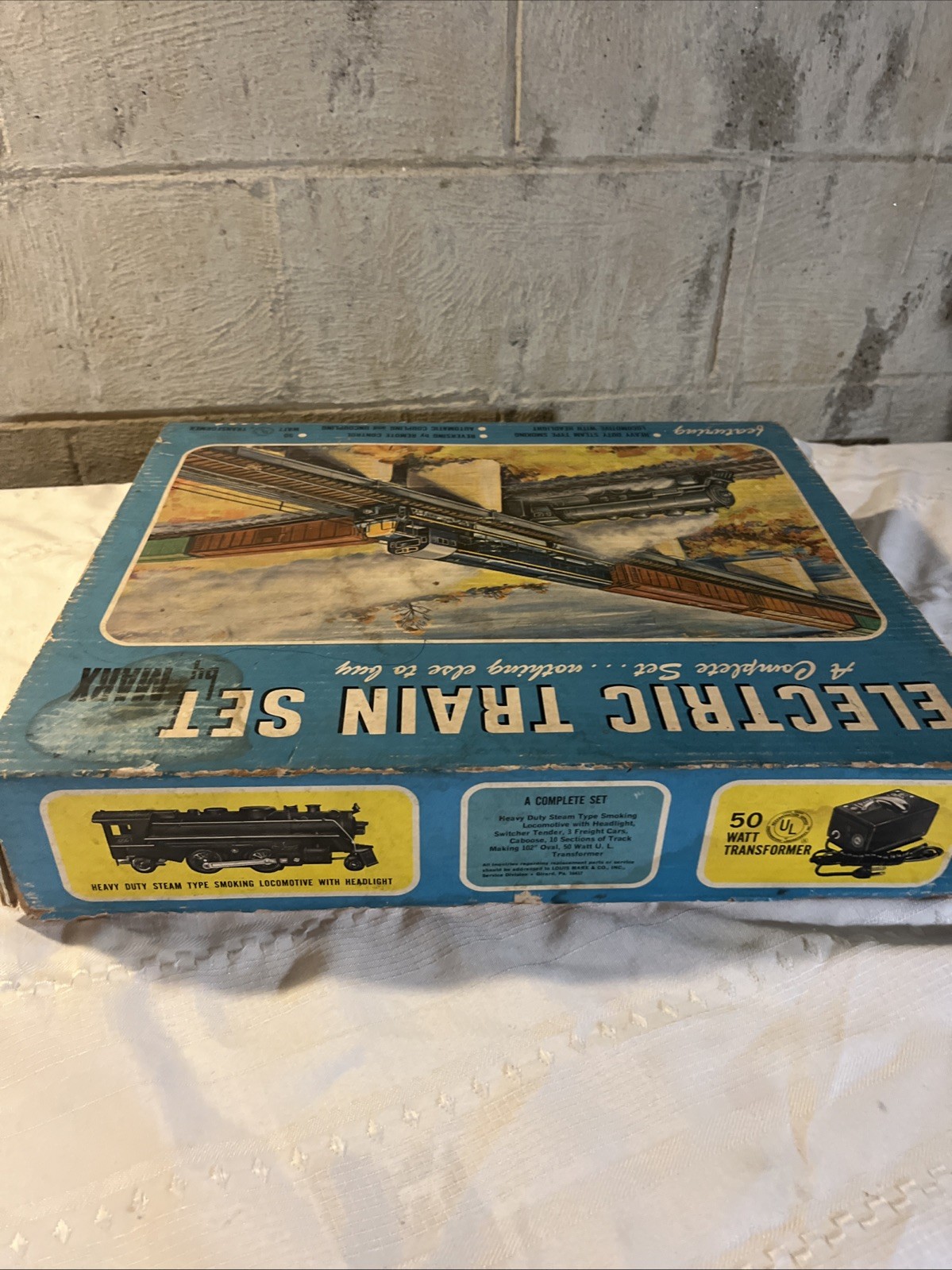 Vintage Marx 666 Steam Engine Electric Train 52875 Set Not Complete Cars Box