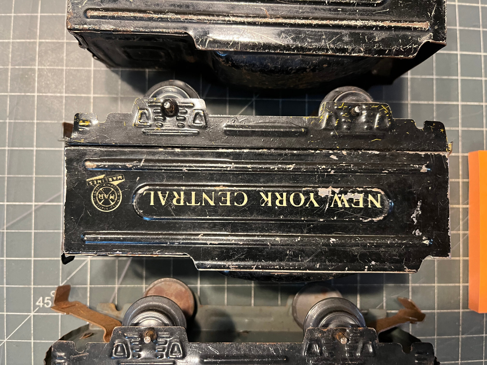Marx Train THREE (3) MARLINES METAL 951 NYC WEDGE TENDER Tin Litho LOT B