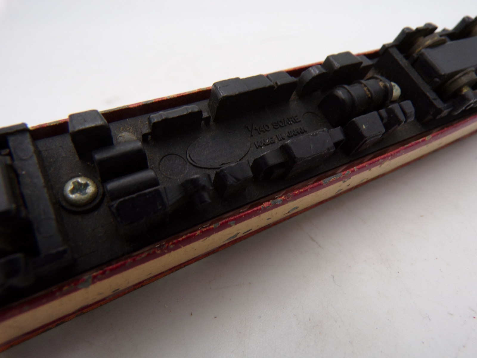 80’s Nishiki Japan Diecast 1/140 scale Passenger Train Red and Creme AS IS