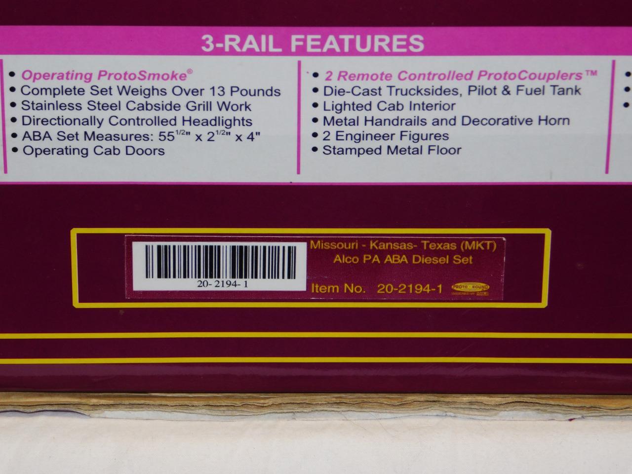 MTH 20-2194-1 TEXAS SPECIAL Alco PA ABA Protosound MKT Katy Diesel DualMTR TESTD