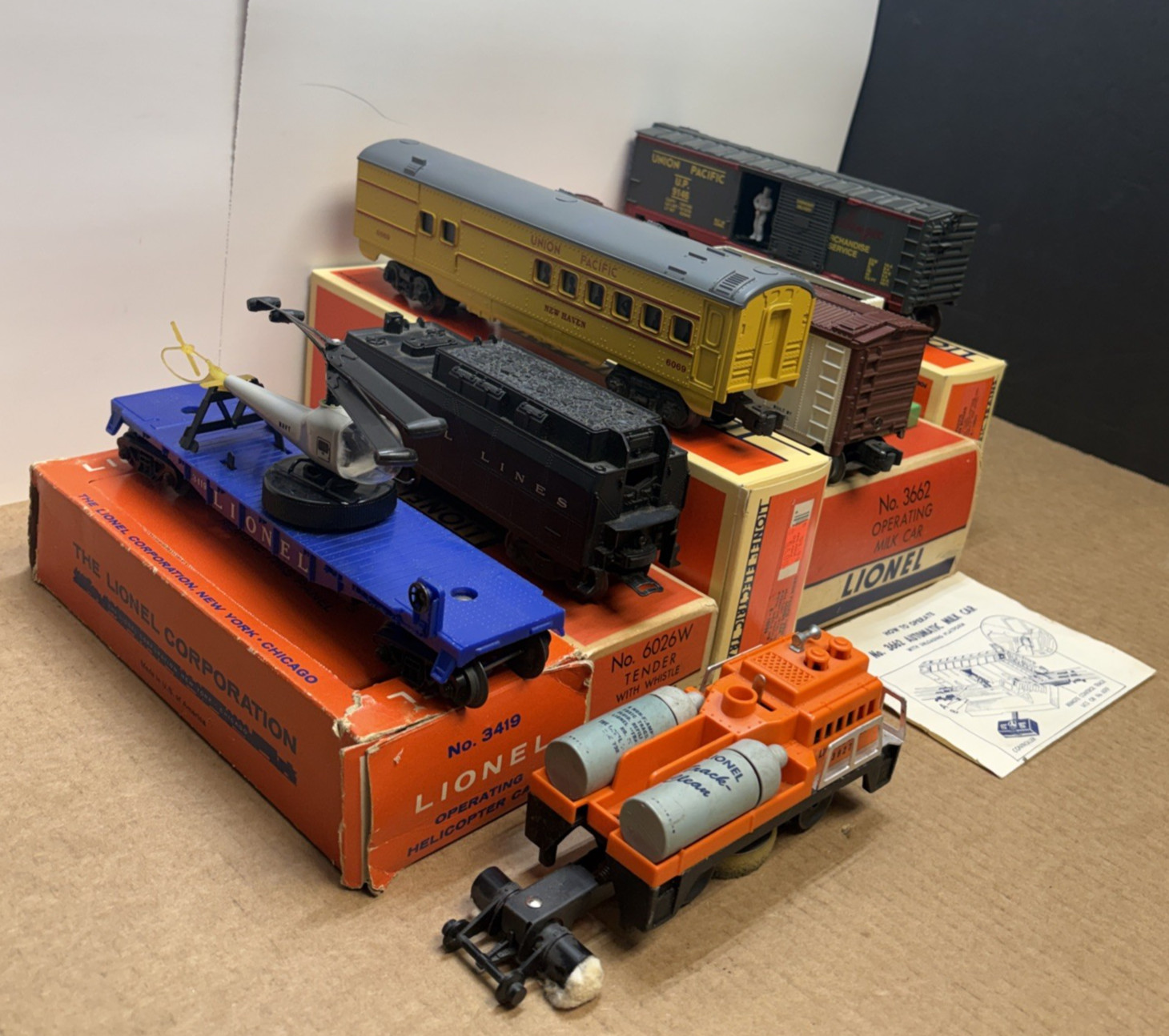 Vintage Lionel O Gauge Electric Trains Union Pacific Vintage Train Car Set