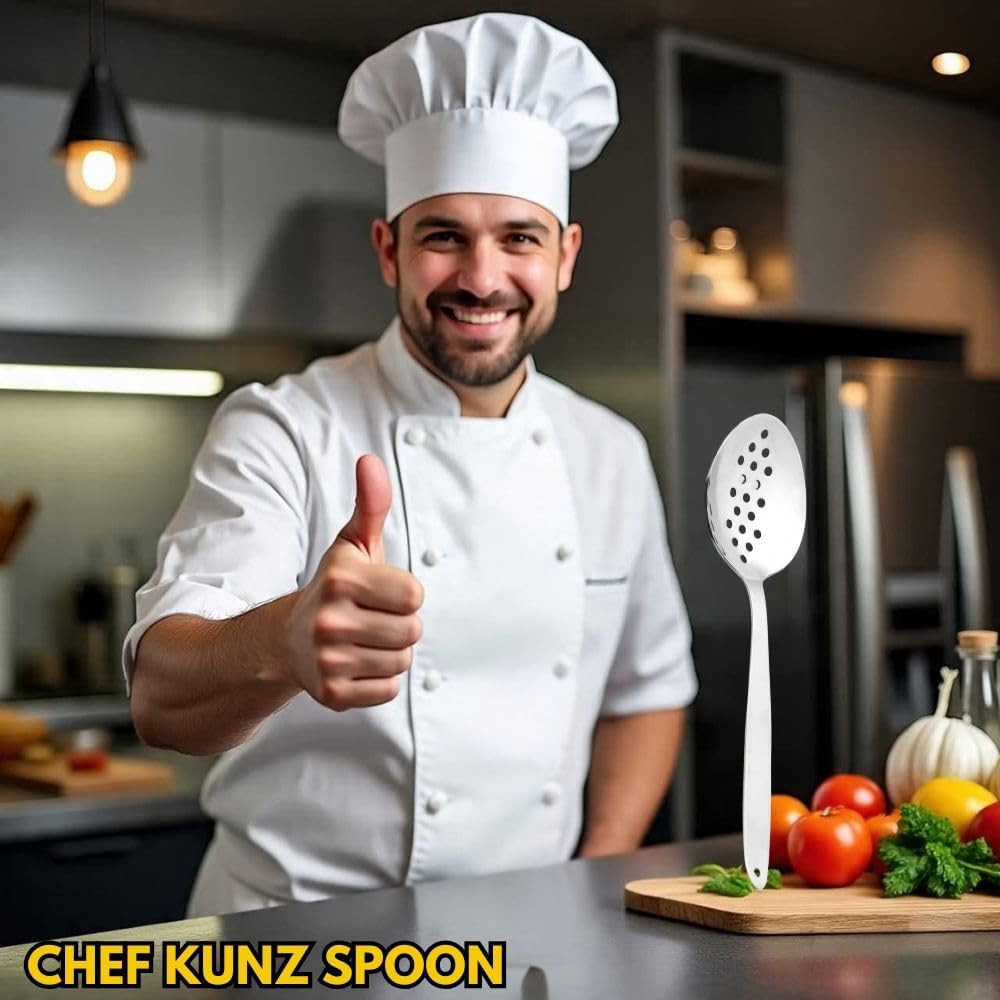 F&F Kunz Perforated Spoon | 18/10 Stainless Steel Plating 9 Inch Basting Quenell