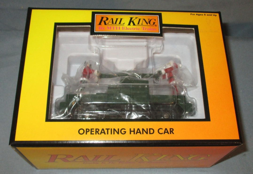 MTH 30-2511 Christmas Santa & Elf Green Bump-N-Go Hand Car O/027 ga. wks/ Lionel