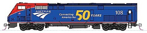 Kato GE P42 Genesis – Standard DC – Amtrak #108 (Phase VI, blue, red, white,