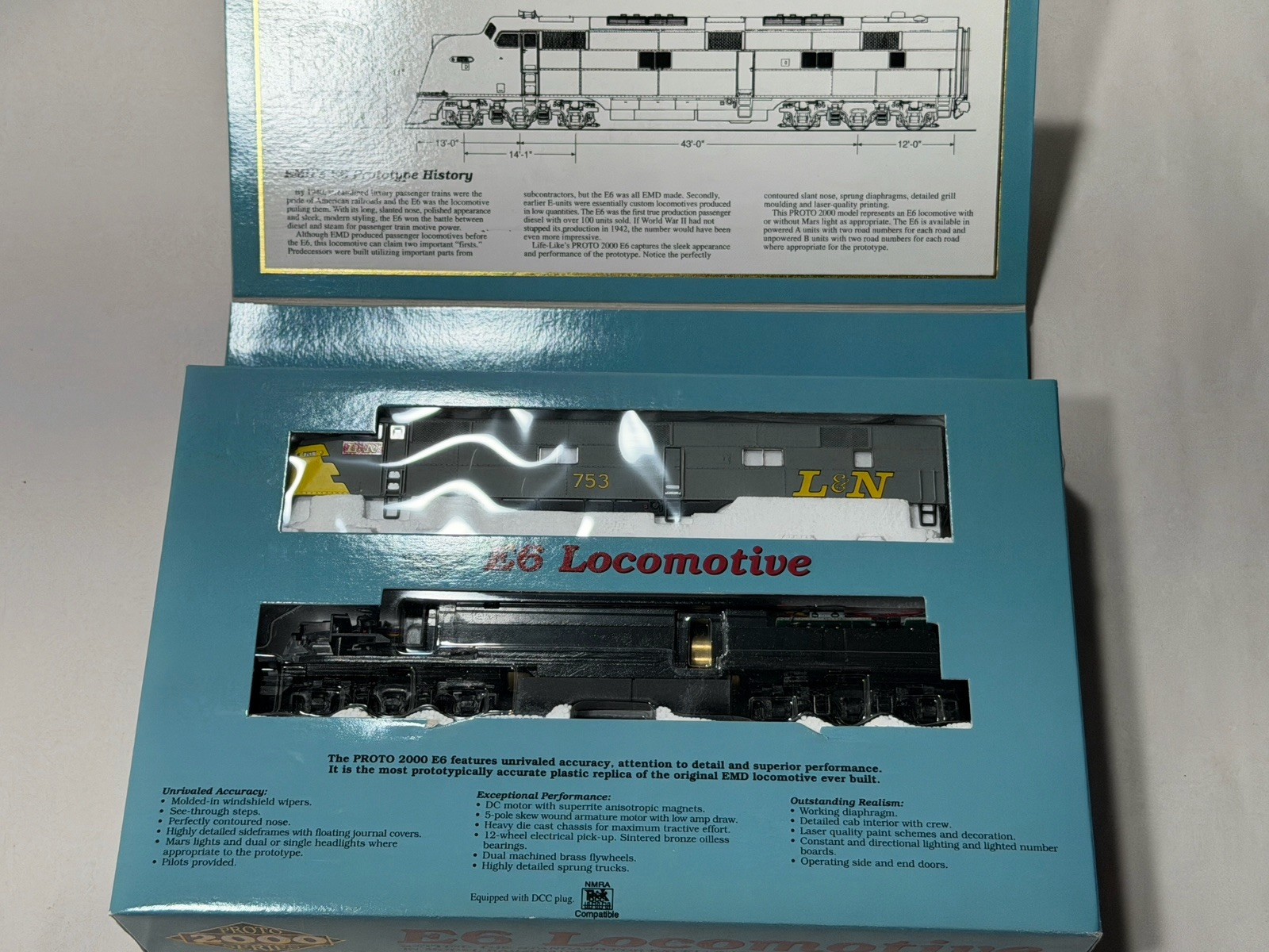 Vintage NOS Proto 2000 E6 Loco Louisville & Nashville #753 Mars HO Unopened NIB