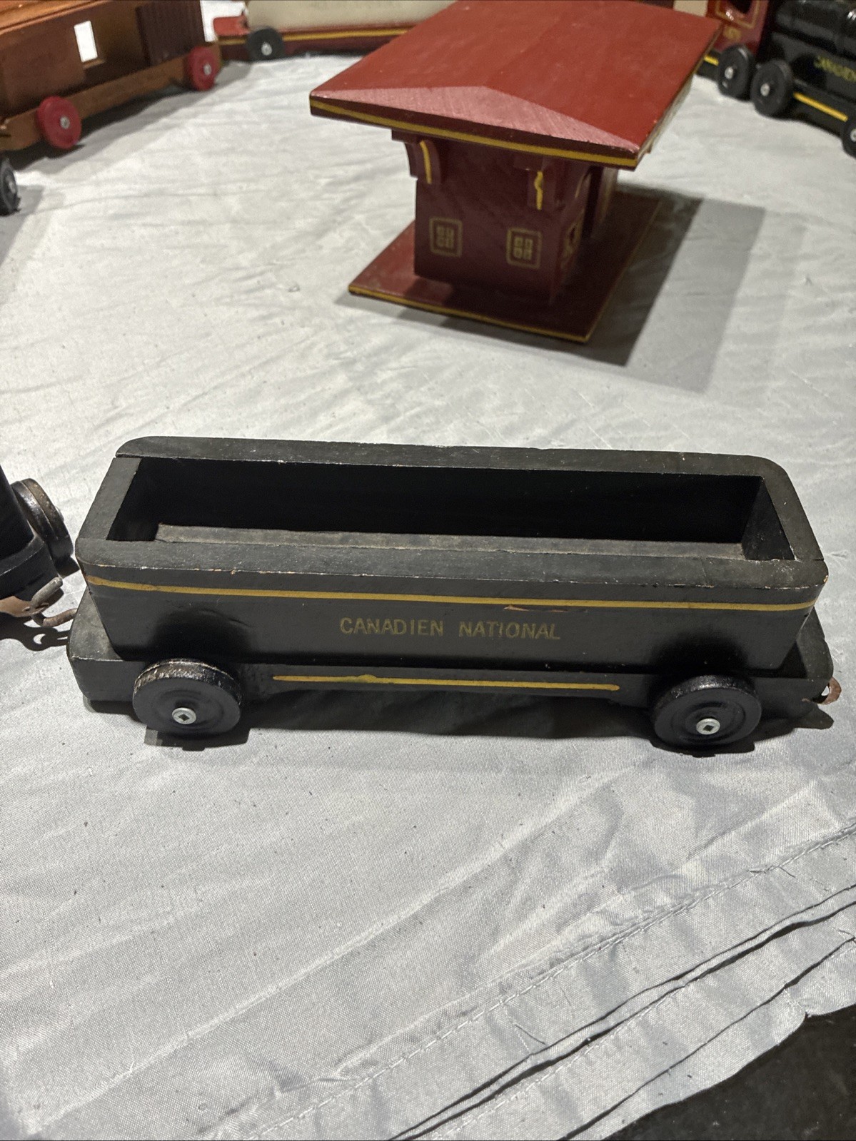 Quebec Canada Folk Art Wooden Train Set Handmade 1950s Drummondville CN/CP CRINO
