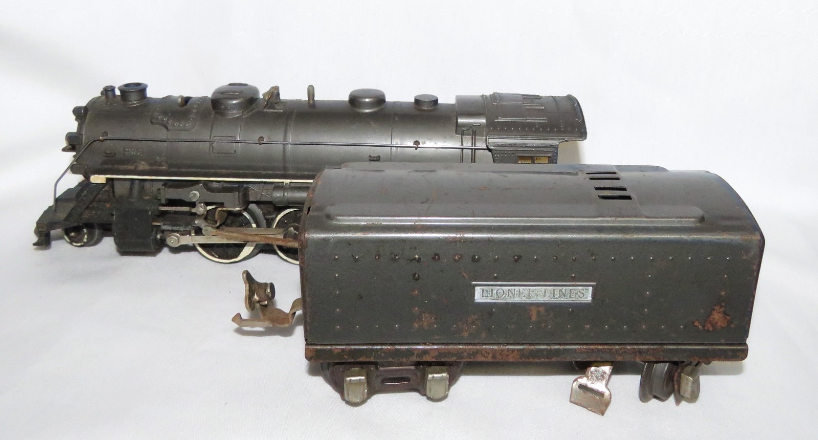 5 Piece O Gauge Lionel 1666E Steam Engine Lines Tender & Cars 1950s #656 653 657
