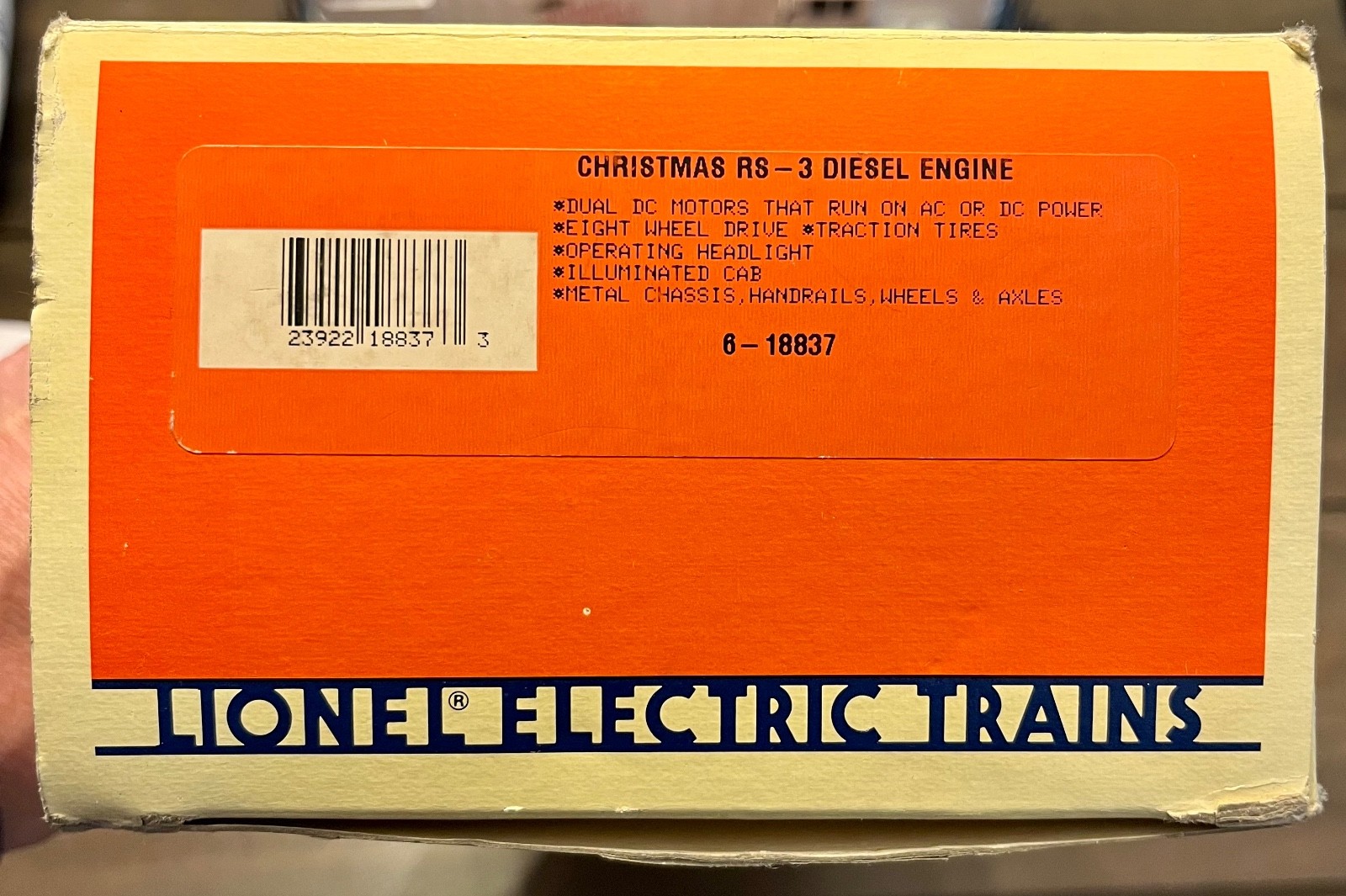 Lionel 6-18837 Christmas RS-3 Diesel Engine O Gauge w/ Box & Papers LN Condition