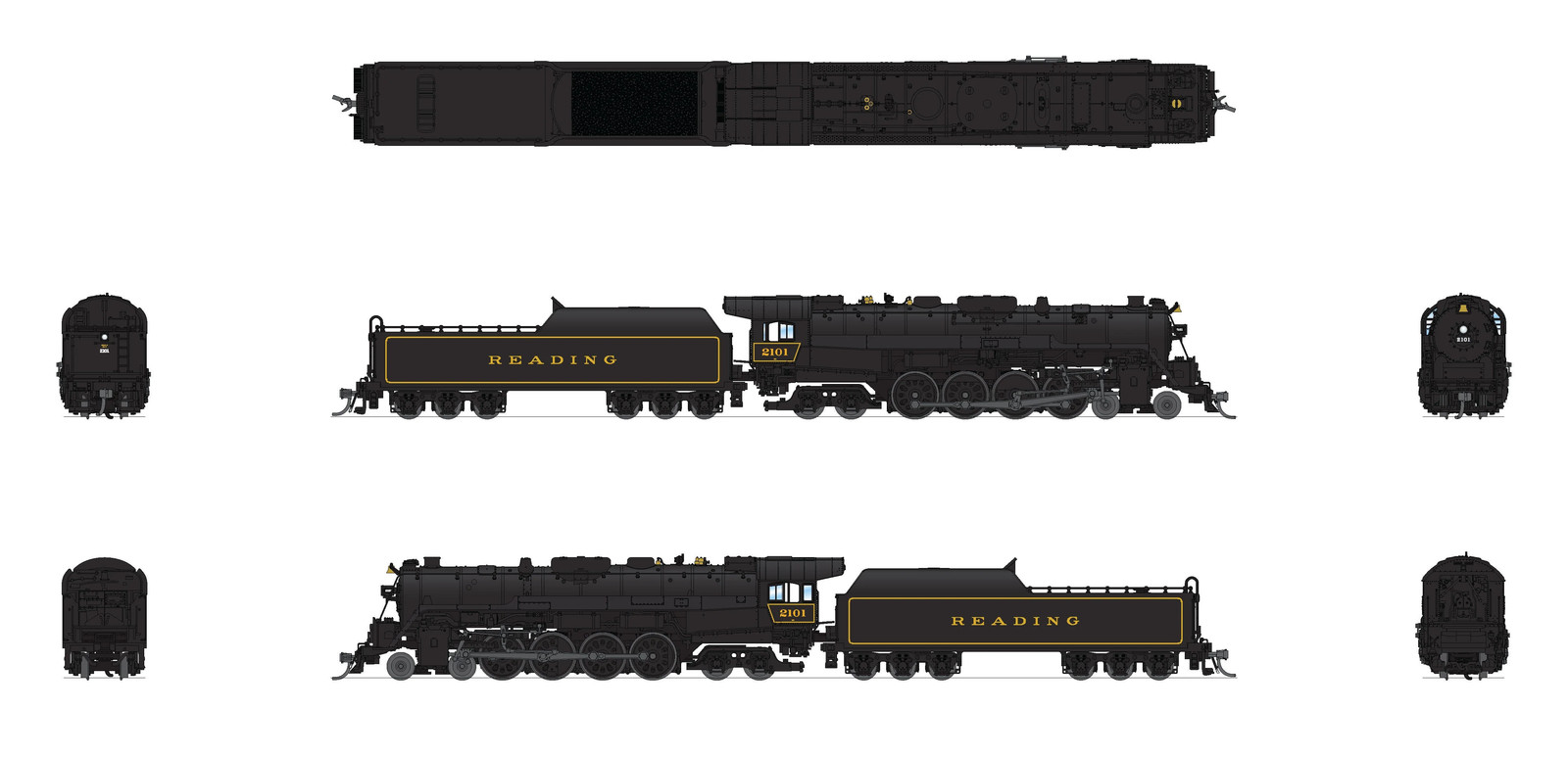 Broadway Limited Imports N 7400 T1 4-8-4, Reading (In-Service) #2101