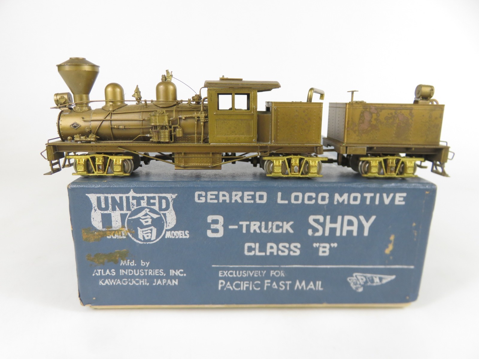 Pacific Fast Mail Brass HO Scale Class B 3-Truck Shay Geared Logging Locomotive