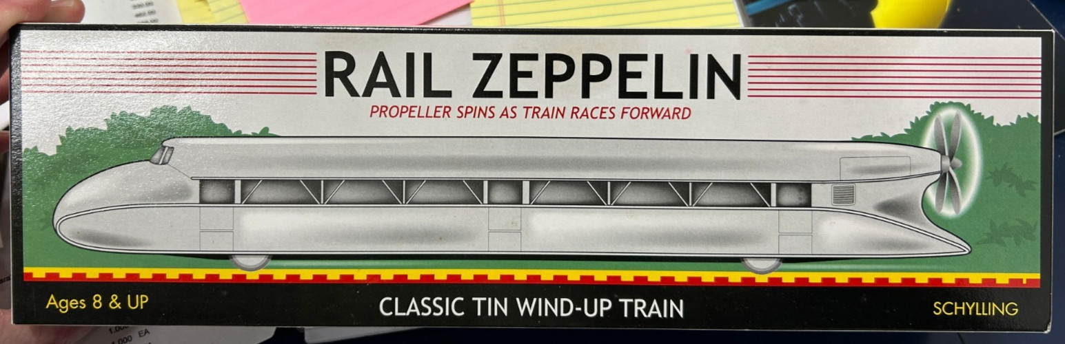 Schylling Floot and O Gauge 3 Rail Wind-up Rail Zeppelin Chrome NEW Unused