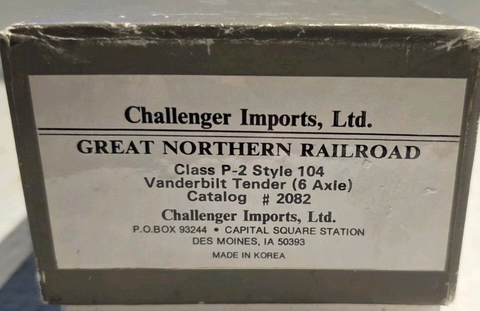 Challenger Imports HO Scale Brass Vanderbilt Tender Great Northern Class P-2