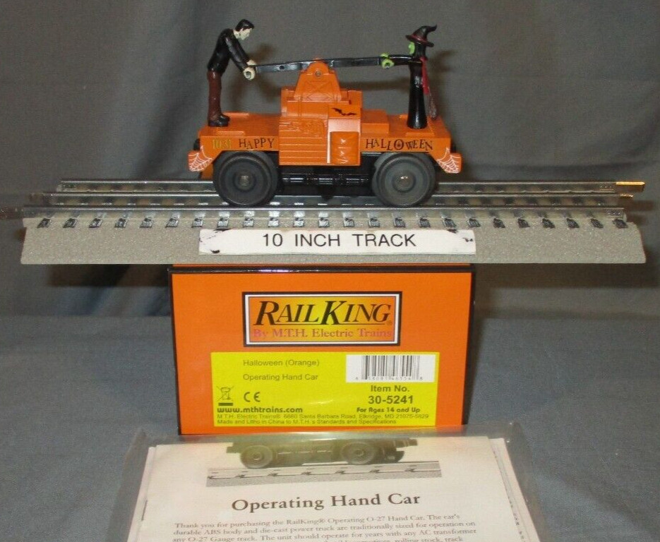 MTH 30-5241 Halloween #1031 (Orange) “Bump-N-Go” Hand Car O/027 ga wks/ Lionel