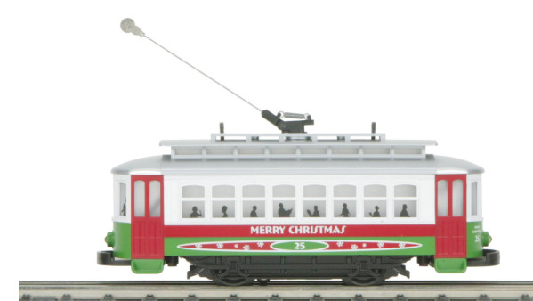 Railking by MTH 30-5146 Lighted Christmas Bump-n-Go Trolley O Gauge Road #25 New